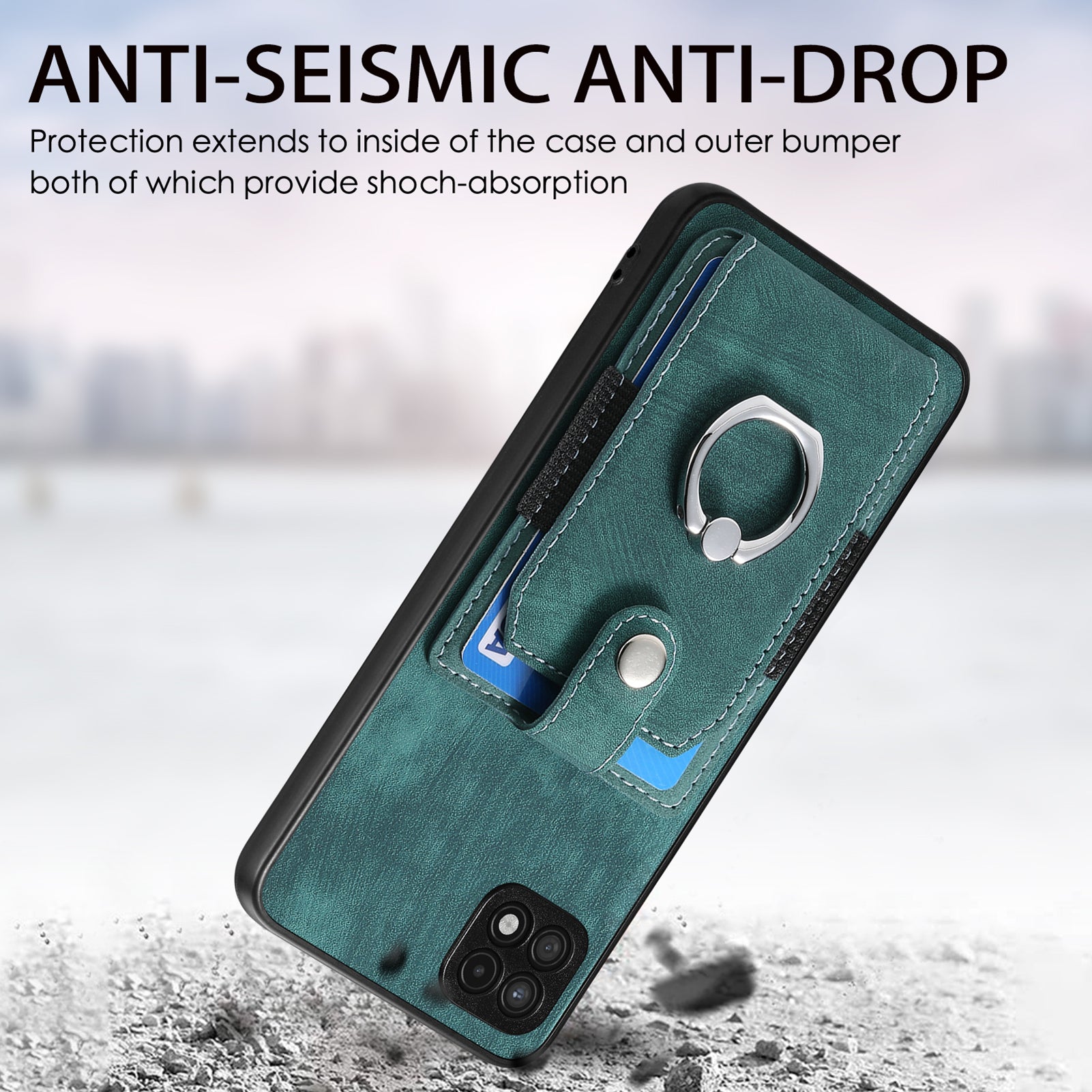 For Samsung Galaxy A22 5G (EU Version) Kickstand PU Leather PC TPU Card Slot Cover Ring Holder Phone Case For Samsung Galaxy A22 5G (EU Version) Kickstand PU Leather PC TPU Card Slot Cover Ring Holder Phone Case
